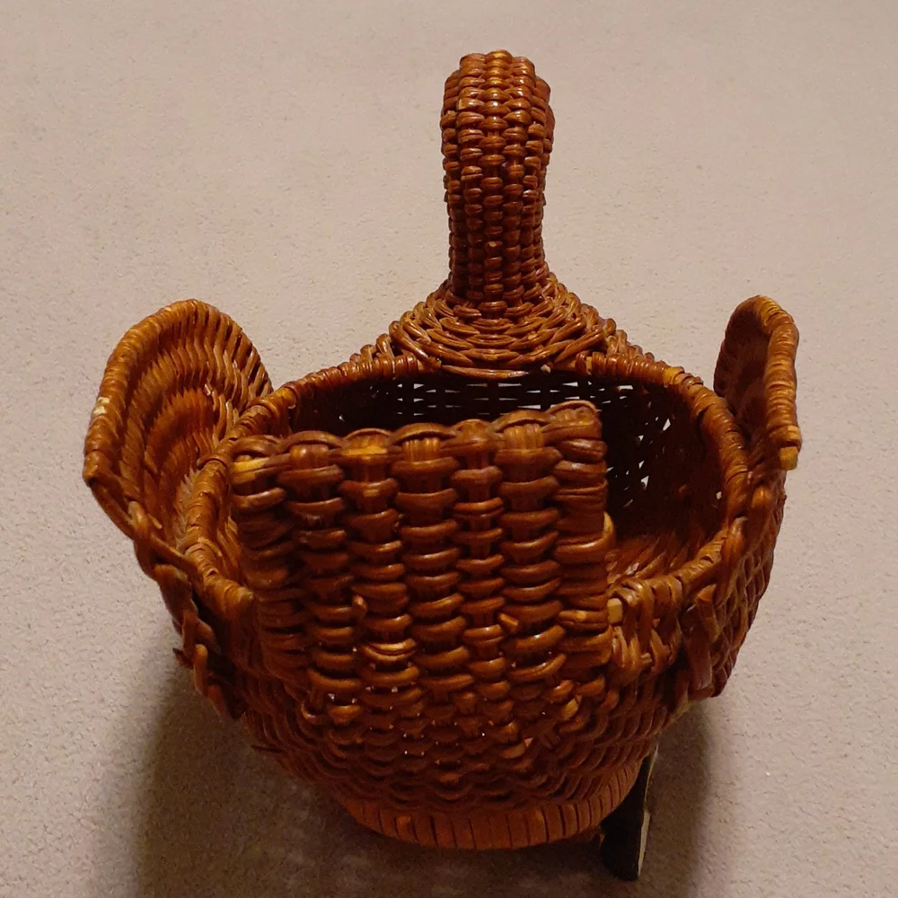 Vintage Wicker Turkey Thanksgiving Basket Wood Beak - Picture 4 of 8